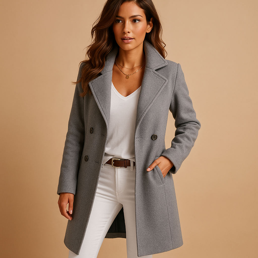 Long elegant coat for women with buttons | Selena