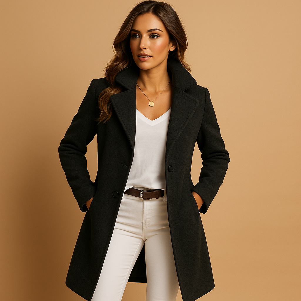 Long elegant coat for women with buttons | Selena