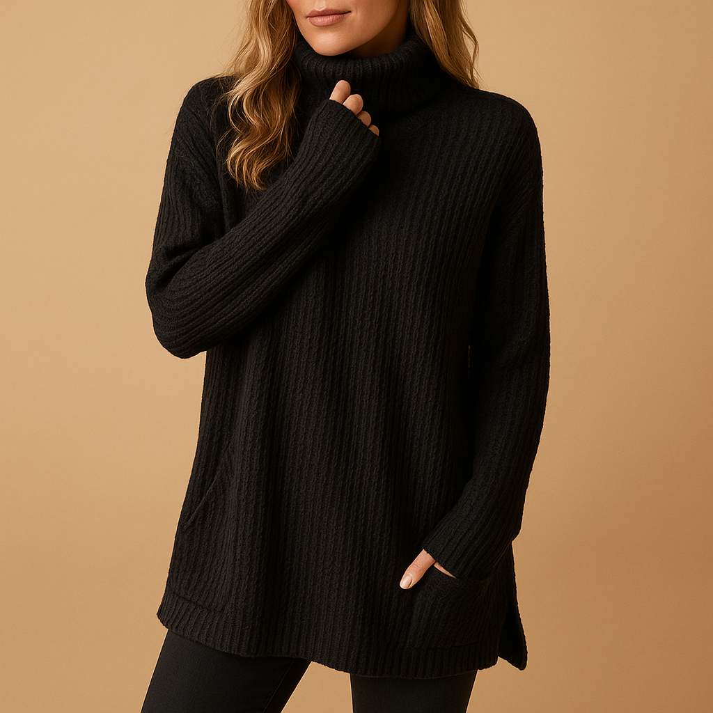 Long knitted sweater with print for women | Clara