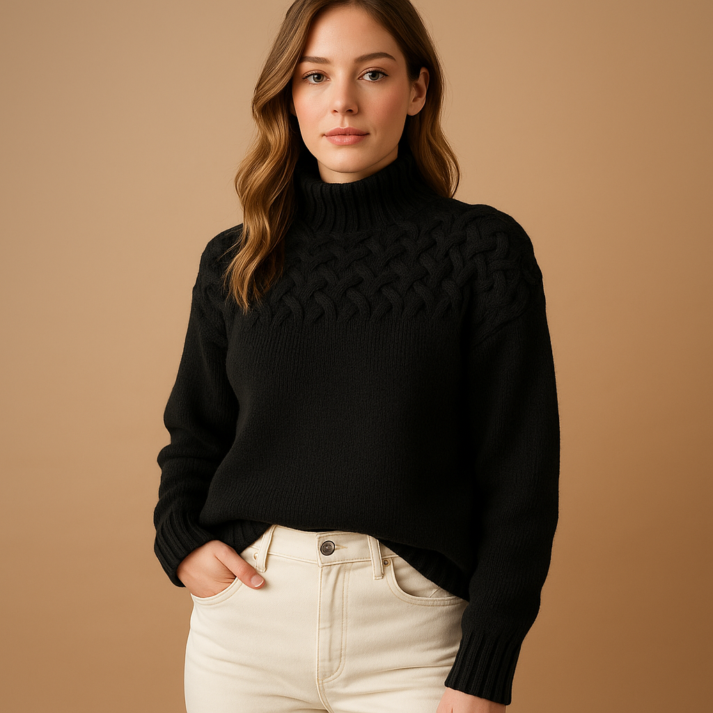 Long knitted turtleneck sweater for women | Hannah