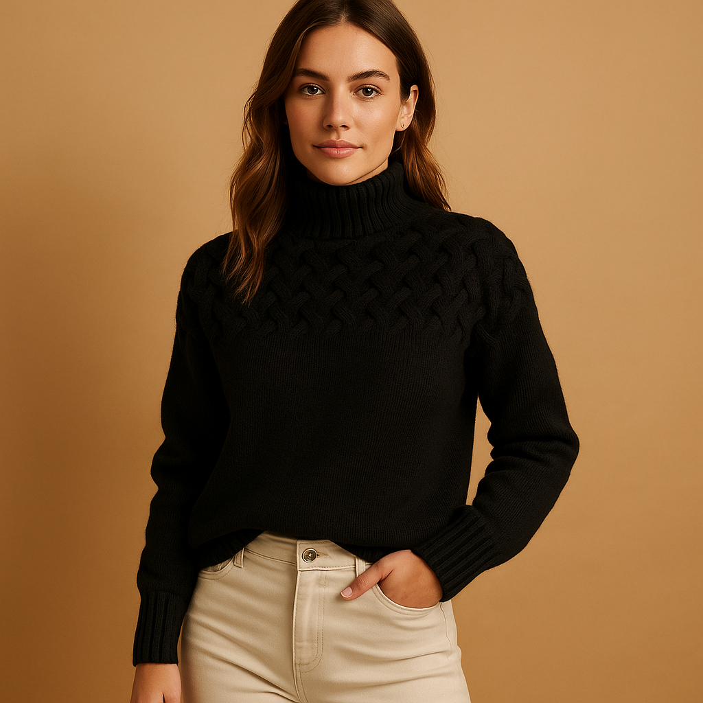 Long knitted turtleneck sweater for women | Hazel