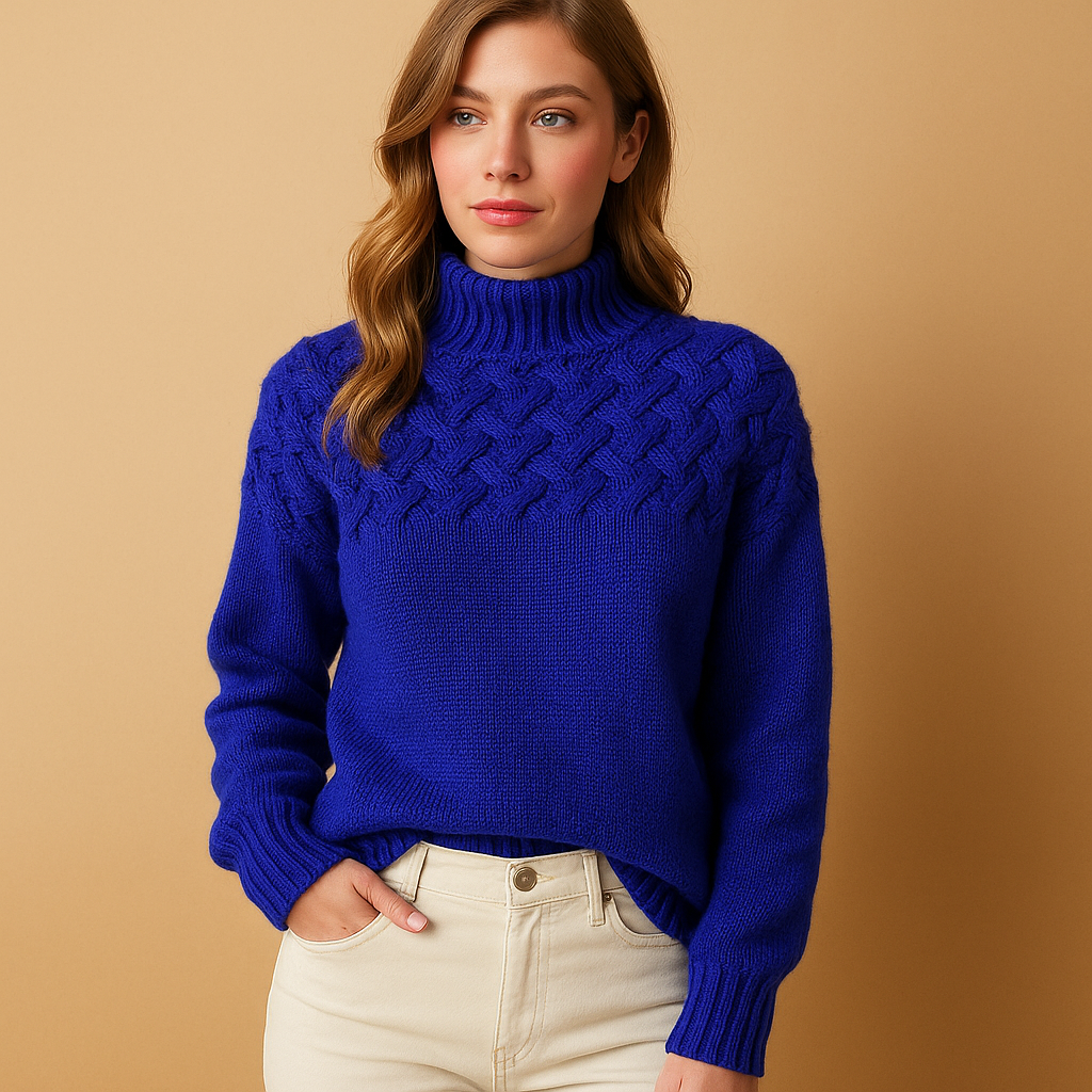 Long knitted turtleneck sweater for women | Hazel