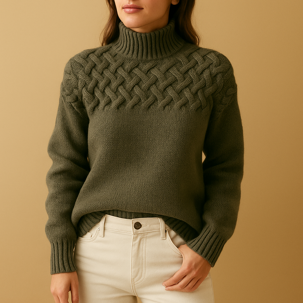 Long knitted turtleneck sweater for women | Hazel