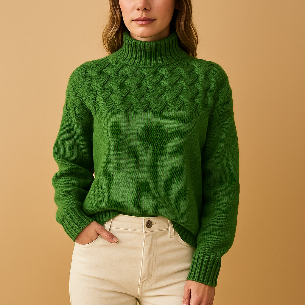 Long knitted turtleneck sweater for women | Hazel