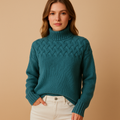 Long knitted turtleneck sweater for women | Hazel