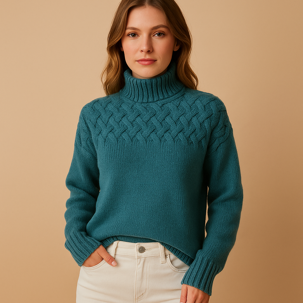 Long knitted turtleneck sweater for women | Hazel