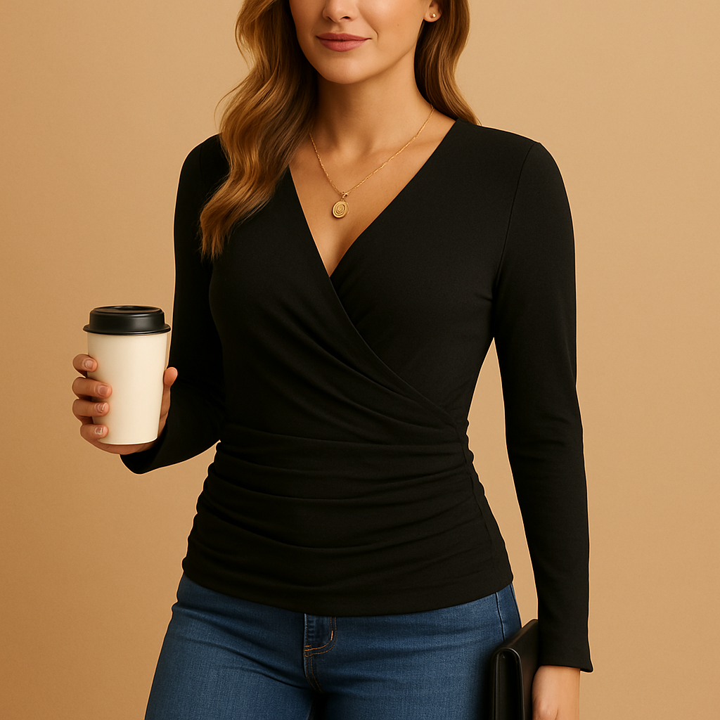 Long-sleeve V-neck shirt for women | Harper