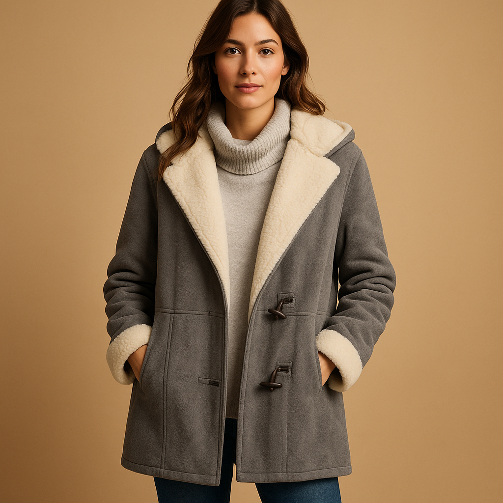 Long winter coat with hood for women | Hazel