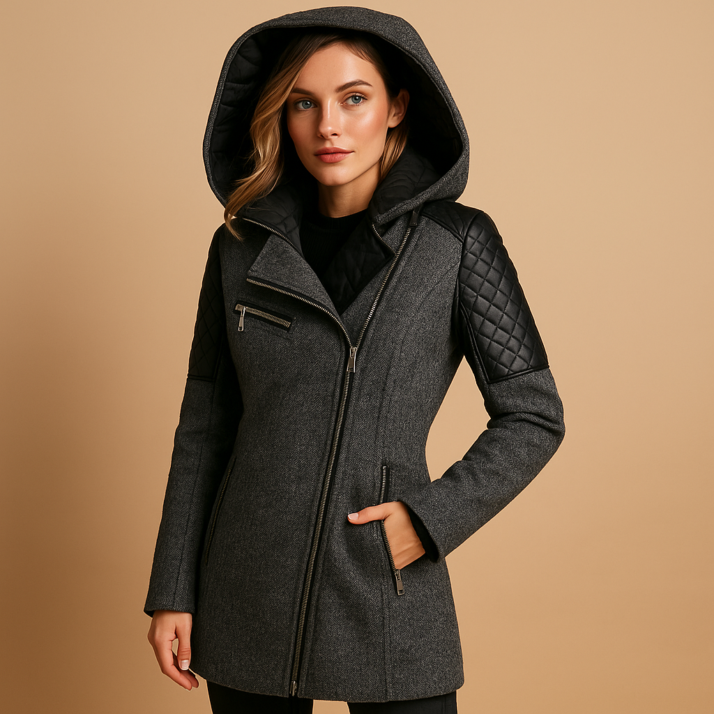 Long winter coat with hood for women | Eleanor
