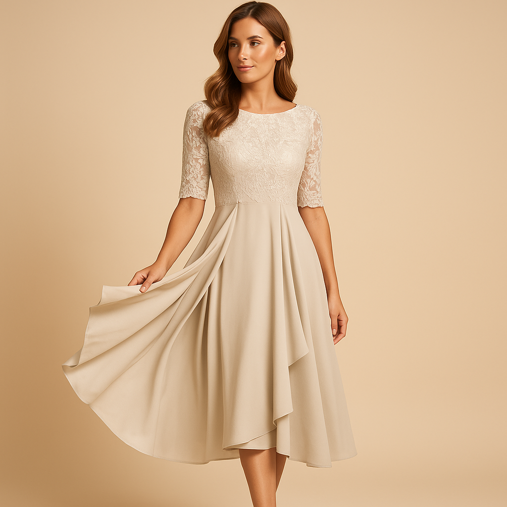 Midi dress with lace top for women | Clara