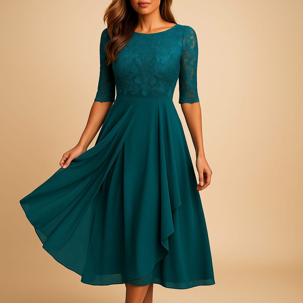 Midi dress with lace top for women | Clara