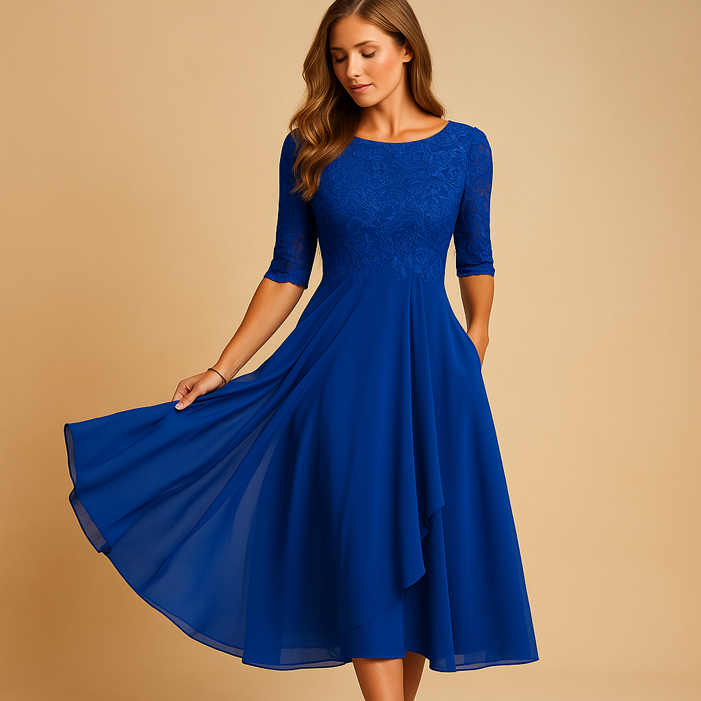 Midi dress with lace top for women | Clara
