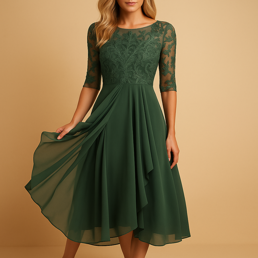 Midi dress with lace top for women | Clara