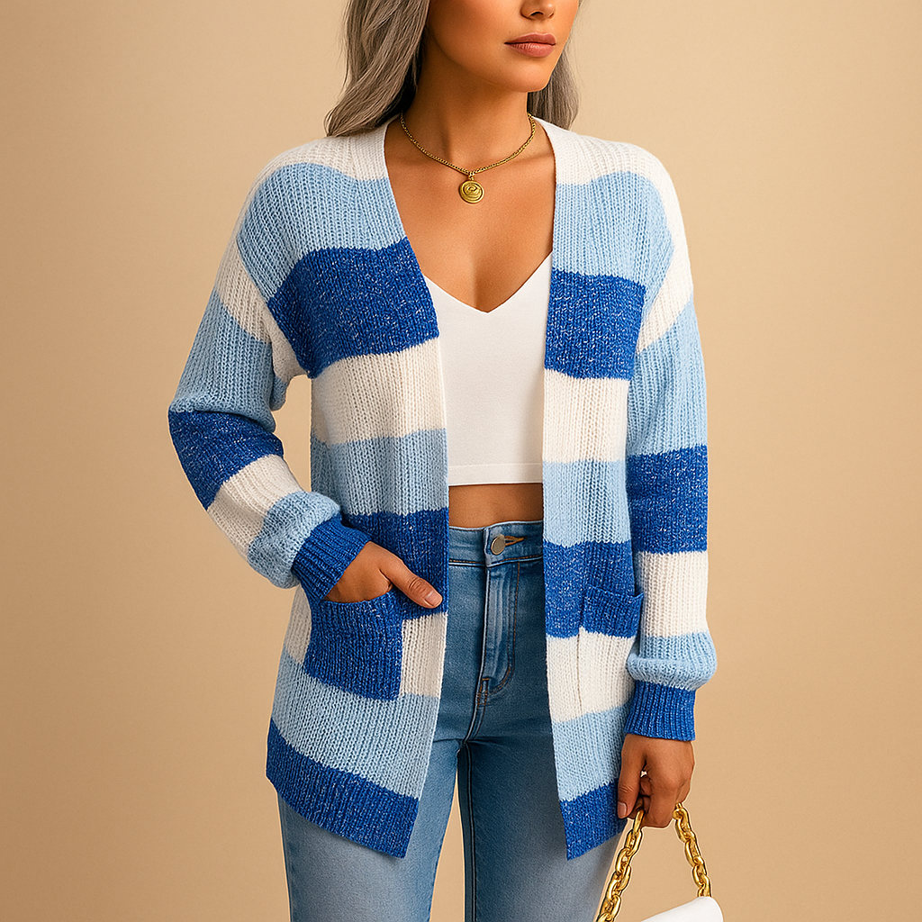 Plaid puff sleeve cardigan for women | Amara