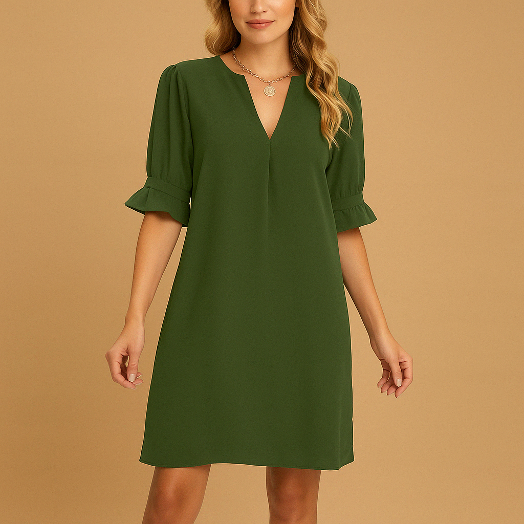 Pleated midi dress with half sleeves for women | Grace