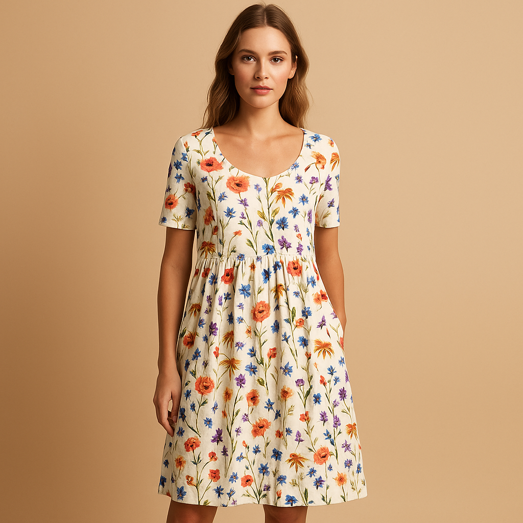 Printed cotton midi dress for women | Hazel