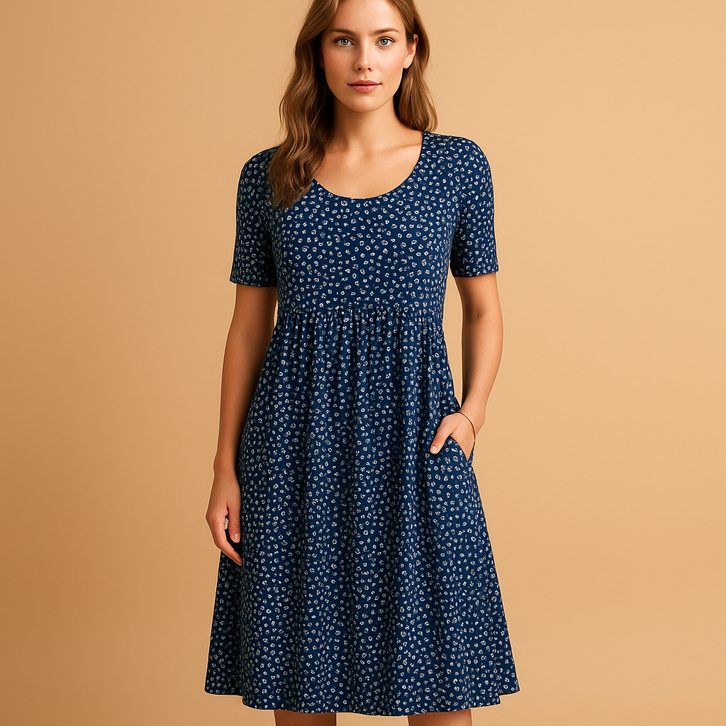 Printed cotton midi dress for women | Hazel