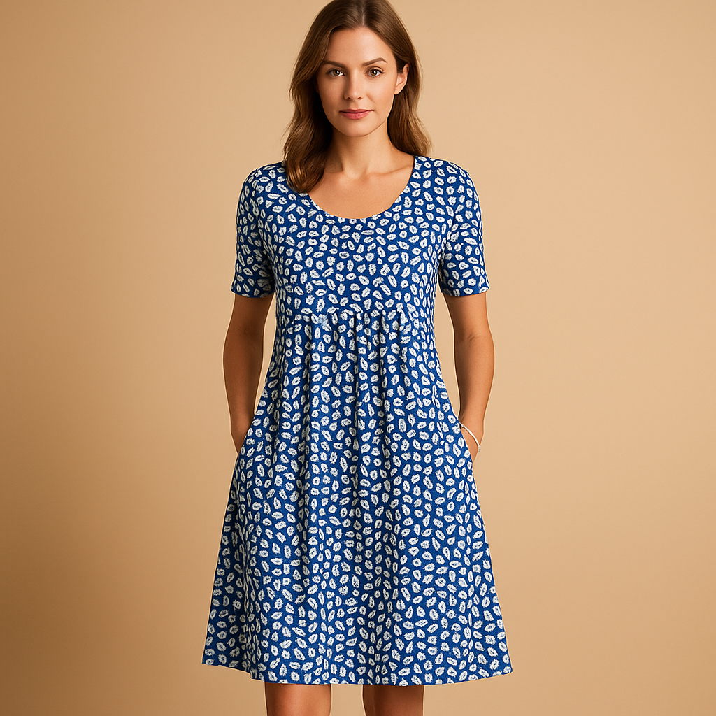 Printed cotton midi dress for women | Hazel