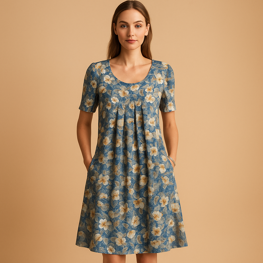 Printed cotton midi dress for women | Hazel
