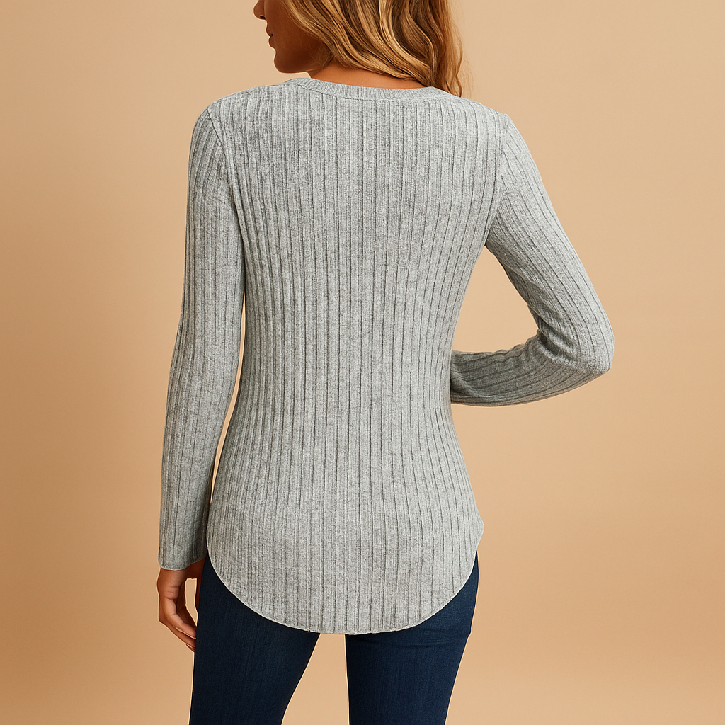 Ribbed V-neck top for women | Hazel