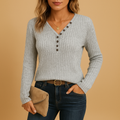 Ribbed V-neck top for women | Hazel