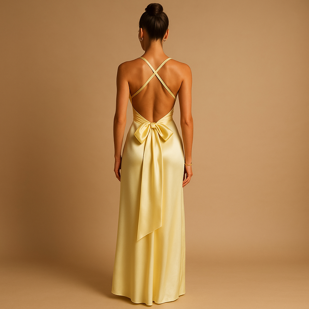 Satin halter maxi evening dress for women | Giselle