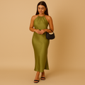 Satin wrap dress with long sleeves for women | Clara