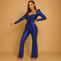 Shiny long sleeve jumpsuit for women | Alessia