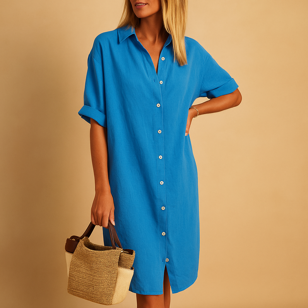 Shirt dress with short sleeves for women | Clara