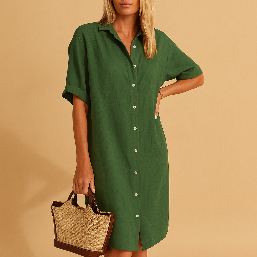 Shirt dress with short sleeves for women | Clara