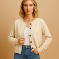 Short knitted cardigan with button closure for women | Lila