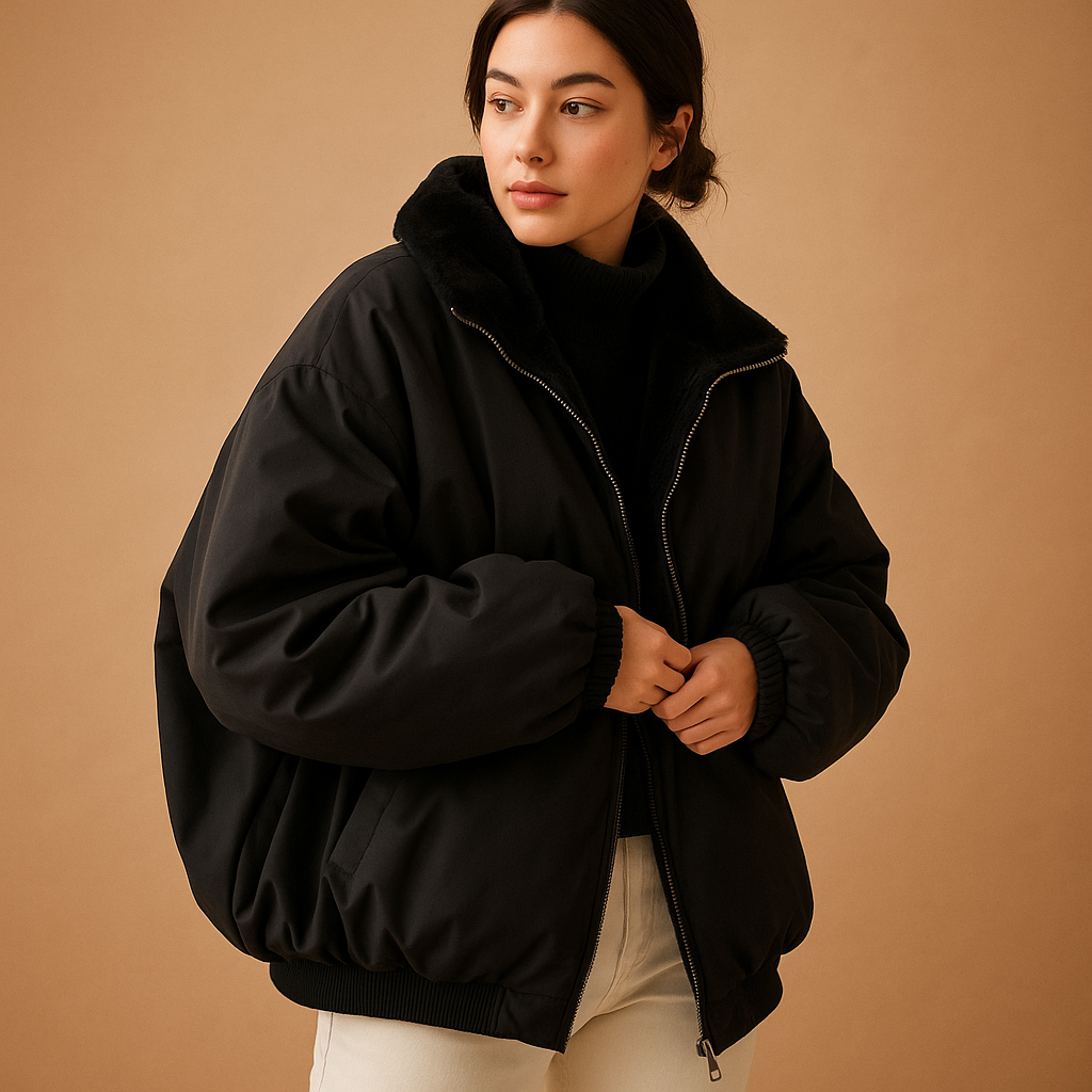 Short winter coat with hood for women | Lydia