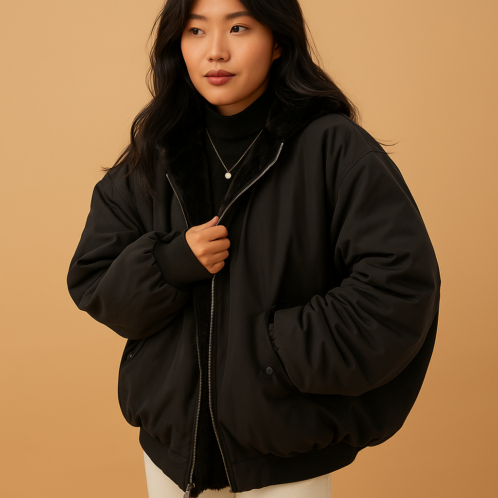 Short winter coat with hood for women | Lydia