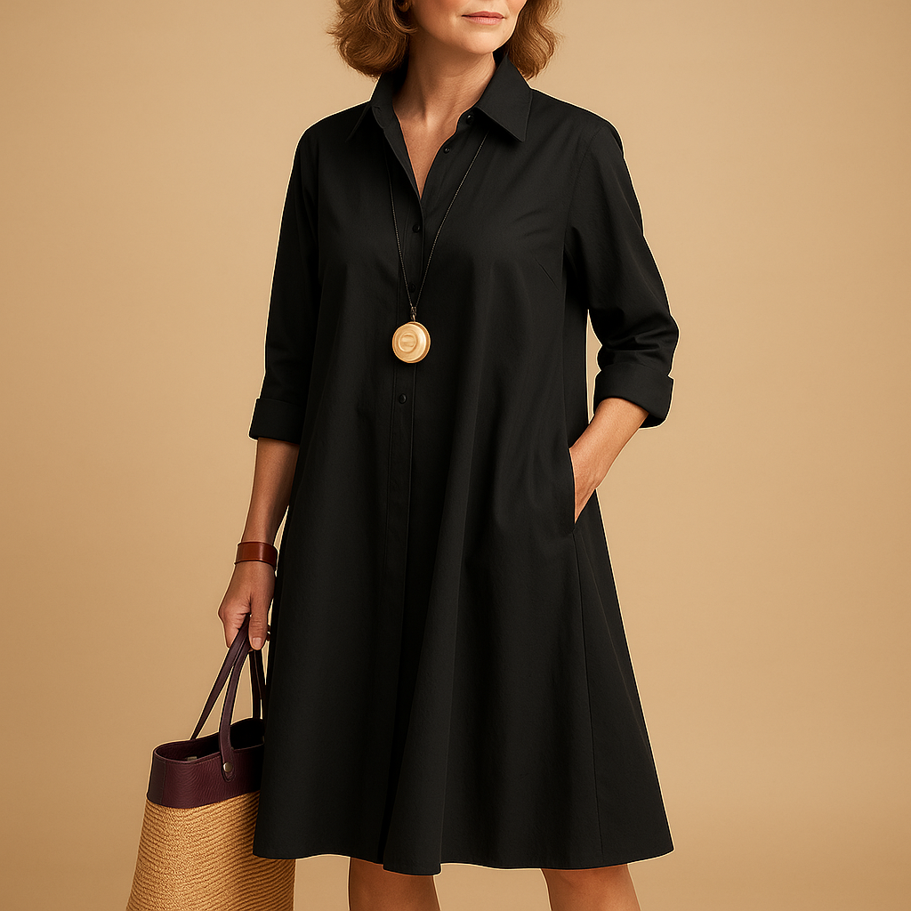 Stretch polo dress with collar for women | Hazel