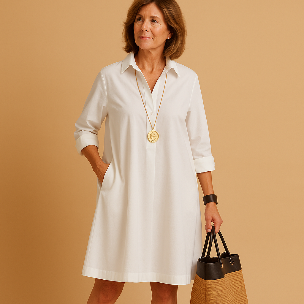 Stretch polo dress with collar for women | Hazel