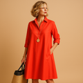 Stretch polo dress with collar for women | Hazel
