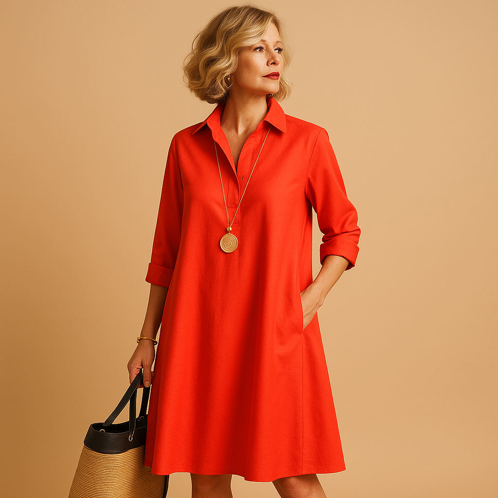 Stretch polo dress with collar for women | Hazel