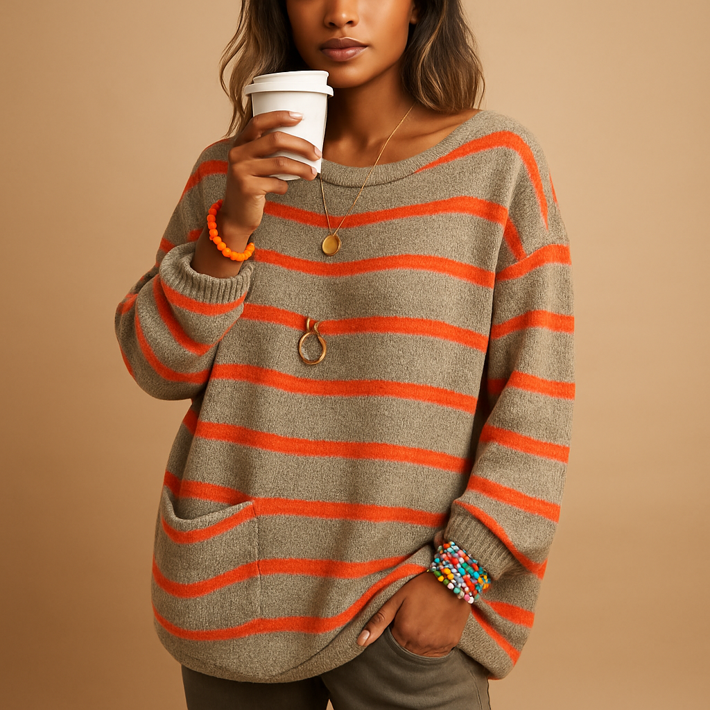 Striped knit sweater for women | Vivian